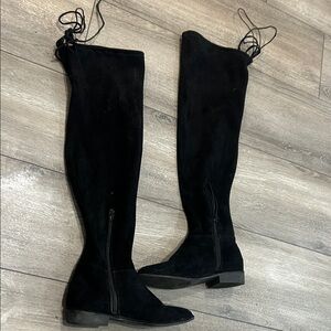Call It Spring Black Over-the-Knee Suede Boots